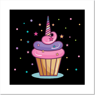 Starry Unicorn Cupcake Posters and Art